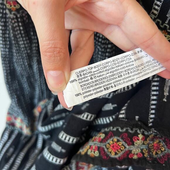 Zara Black Embroidered Tiered Maxi Dress Size XS - Picture 5 of 5